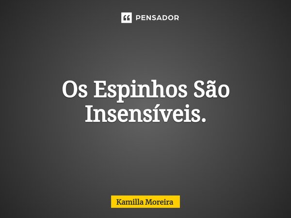 ⁠Os Espinhos São Insensíveis.... Frase de Kamilla Moreira.