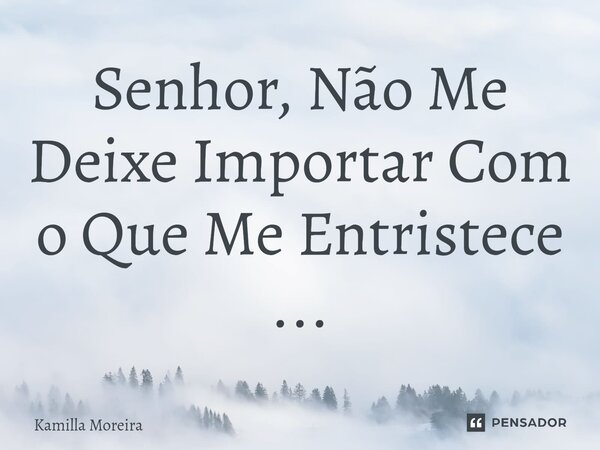 ⁠Senhor, Não Me Deixe Importar Com o Que Me Entristece ...... Frase de Kamilla Moreira.