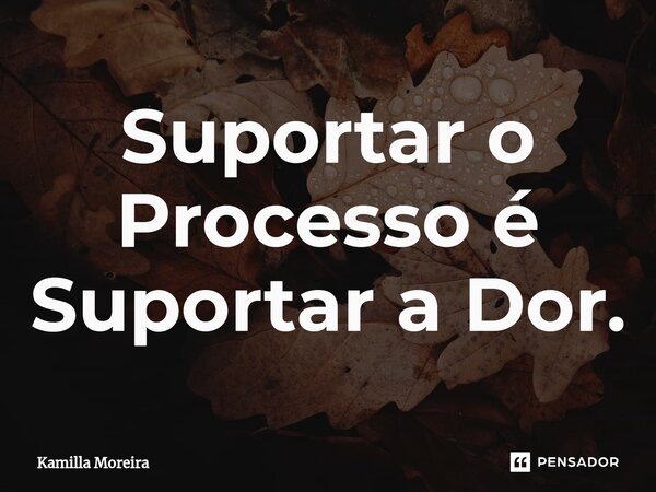 ⁠Suportar o Processo é Suportar a Dor.... Frase de Kamilla Moreira.