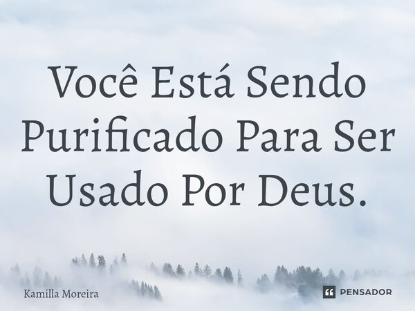 Você Está Sendo Purificado Para Ser Usado Por Deus.... Frase de Kamilla Moreira.