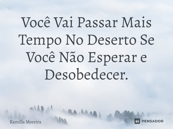 Você Vai Passar Mais Tempo No Deserto Se Você Não Esperar e Desobedecer. ⁠... Frase de Kamilla Moreira.