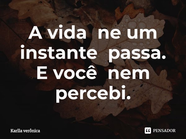 ⁠A vida ne um instante passa.
E você nem percebi.... Frase de Karlla verônica.