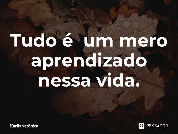 ⁠Tudo é um mero aprendizado nessa vida.... Frase de Karlla verônica.