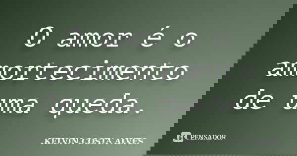 O amor é o amortecimento de uma queda.... Frase de KELVIN COSTA ALVES.