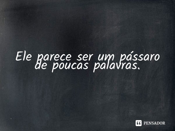 ⁠Ele parece ser um pássaro de poucas palavras.... Frase de Kendare Blake.