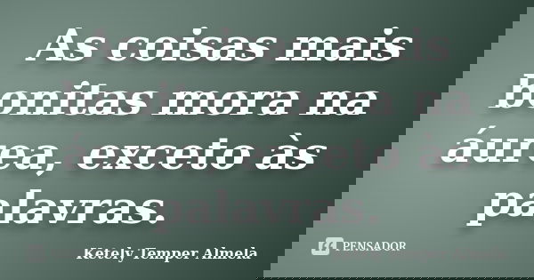 As coisas mais bonitas mora na áurea, exceto às palavras.... Frase de Ketely Temper Almela.