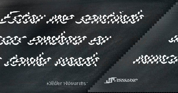 Estou me sentindo asas embora eu nunca tenha voado.... Frase de Kléber Novartes.