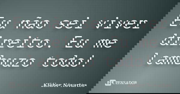 Eu não sei viver direito. Eu me lambuzo todo!... Frase de Kléber Novartes.