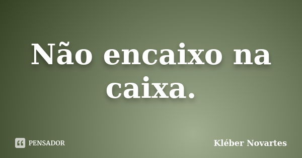 Não encaixo na caixa.... Frase de Kléber Novartes.