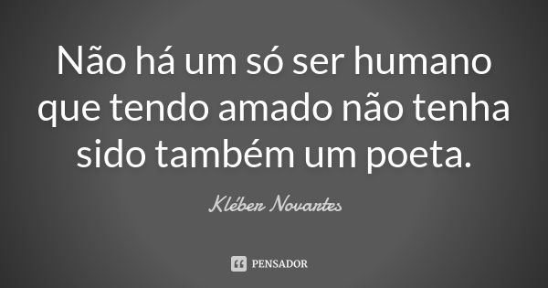 Não há um só ser humano que tendo amado não tenha sido também um poeta.... Frase de Kléber Novartes.