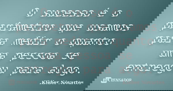 O sucesso é o parâmetro que usamos para medir o quanto uma pessoa se entregou para algo.... Frase de Kléber Novartes.