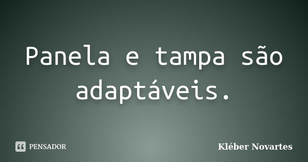 Panela e tampa são adaptáveis.... Frase de Kléber Novartes.