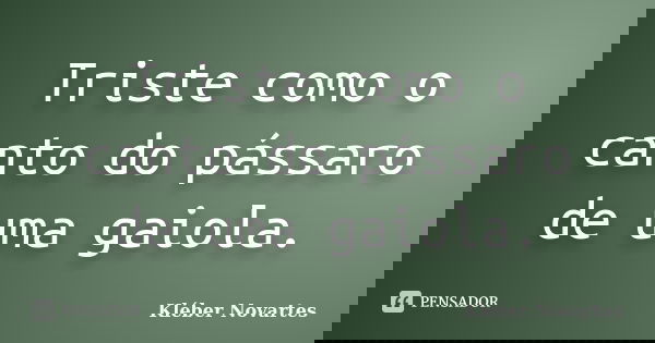 Triste como o canto do pássaro de uma gaiola.... Frase de Kléber Novartes.