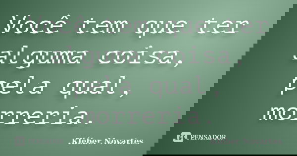 Você tem que ter alguma coisa, pela qual, morreria.... Frase de Kléber Novartes.