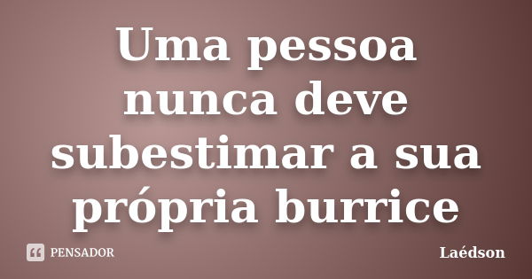 Uma pessoa nunca deve subestimar a sua própria burrice... Frase de Laédson.