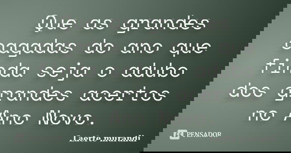 Que as grandes cagadas do ano que finda seja o adubo dos grandes acertos no Ano Novo.... Frase de Laerte Murandi.