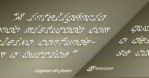 “A inteligência quando misturada com o desleixo confunde-se com a burrice”... Frase de Laguna de Jesus.