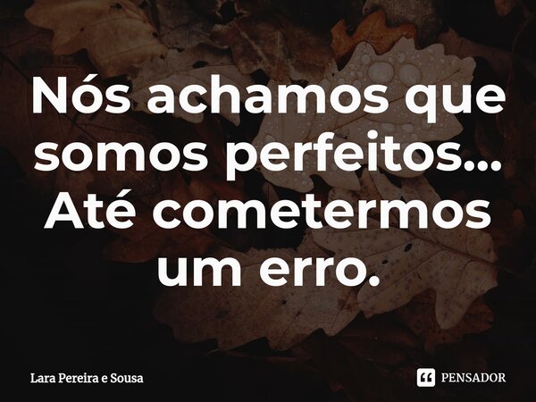 ⁠Nós achamos que somos perfeitos... Até cometermos um erro.... Frase de Lara Pereira e Sousa.