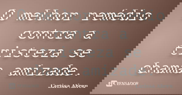 O melhor remédio contra a tristeza se chama amizade.... Frase de Larissa Abreu.