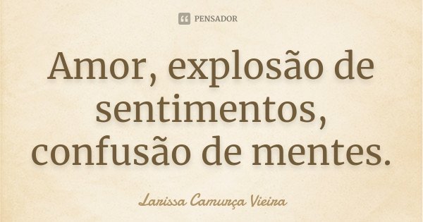 Amor, explosão de sentimentos, confusão de mentes.... Frase de Larissa Camurça Vieira.
