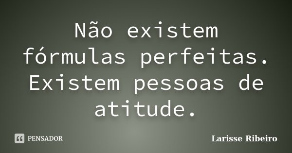 Não existem fórmulas perfeitas. Existem pessoas de atitude.... Frase de Larisse Ribeiro.