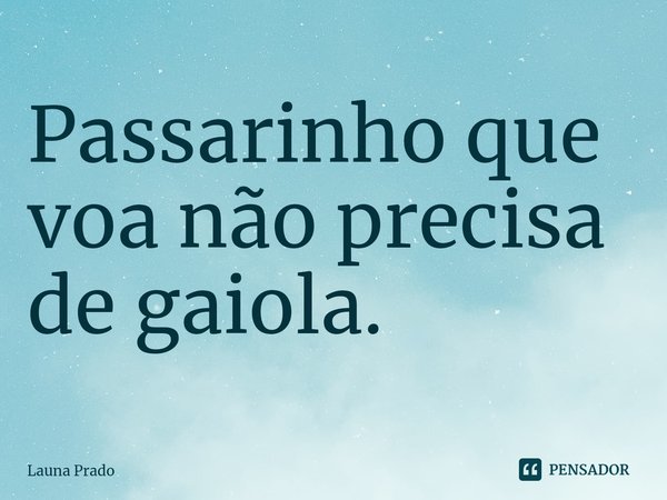 ⁠Passarinho que voa não precisa de gaiola.... Frase de Launa Prado.