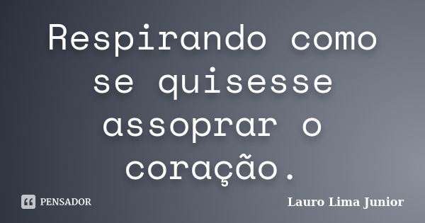 Respirando como se quisesse assoprar o coração.... Frase de Lauro Lima Junior.