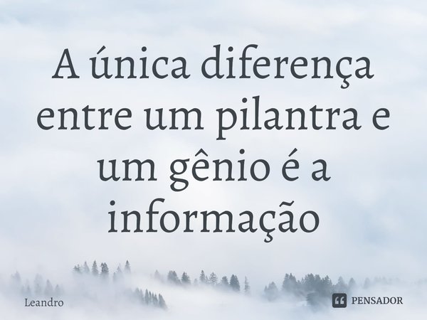 ⁠A única diferença entre um pilantra e um gênio é a informação... Frase de leandro.