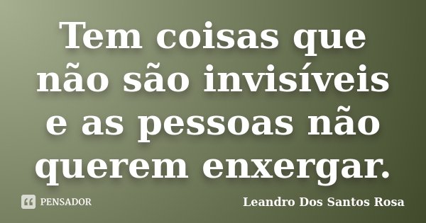 Tem coisas que não são invisíveis e as pessoas não querem enxergar.... Frase de Leandro Dos Santos Rosa.