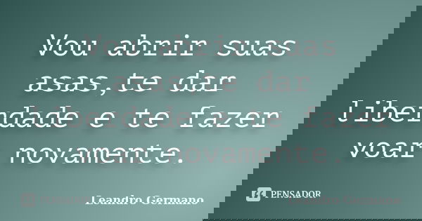 Vou abrir suas asas,te dar liberdade e te fazer voar novamente.... Frase de LEANDRO GERMANO.