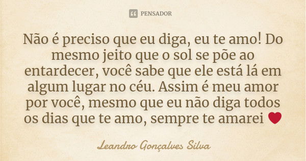 Não é Preciso Que Eu Diga Eu Te Amo Leandro Gonçalves Silva Pensador 8206