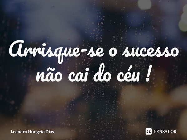 ⁠Arrisque-se o sucesso não cai do céu !... Frase de Leandro Hungria Dias.