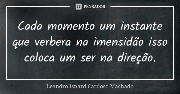 Cada momento um instante que verbera na imensidão isso coloca um ser na direção.... Frase de Leandro Isnard Cardoso Machado.