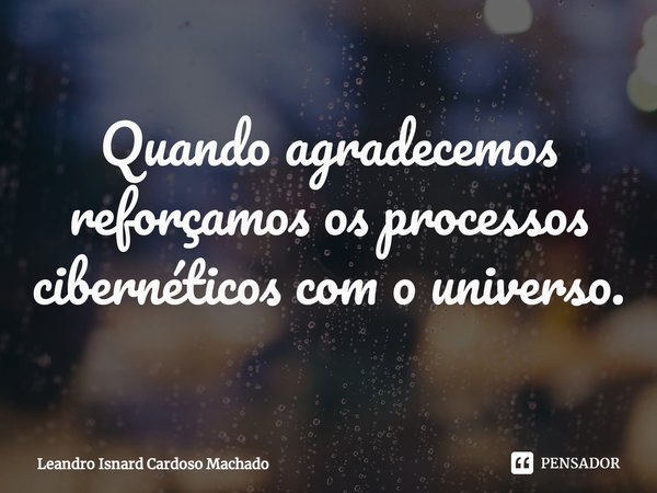 ⁠Quando agradecemos reforçamos os processos cibernéticos com o universo.... Frase de Leandro Isnard Cardoso Machado.
