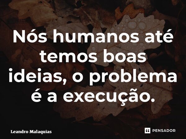 ⁠⁠Nós humanos até temos boas ideias, o problema é a execução.... Frase de Leandro Malaquias.