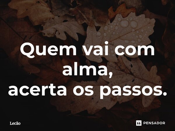 Quem vai com alma, acerta os passos.⁠... Frase de Lecão.