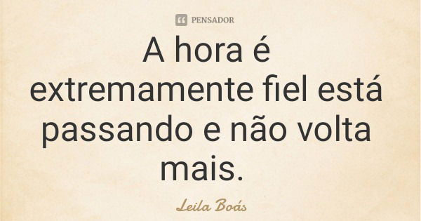 A hora é extremamente fiel está passando e não volta mais.... Frase de Leila Boás.