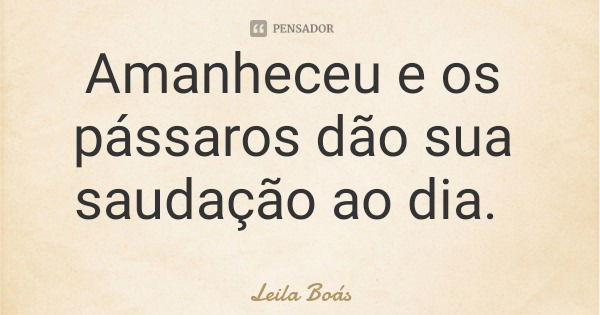 Amanheceu e os pássaros dão sua saudação ao dia.... Frase de Leila Boás.