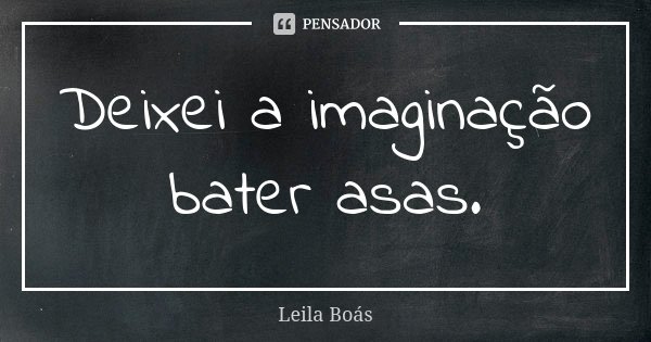 Deixei a imaginação bater asas.... Frase de Leila Boás.