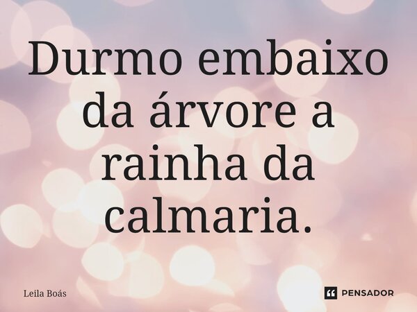 ⁠Durmo embaixo da árvore a rainha da calmaria.... Frase de Leila Boás.