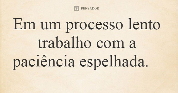 Em um processo lento trabalho com a paciência espelhada.... Frase de leila boás.