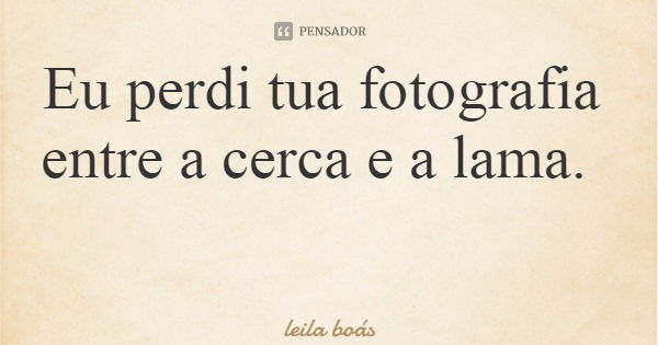 Eu perdi tua fotografia entre a cerca e a lama.... Frase de leila boás.