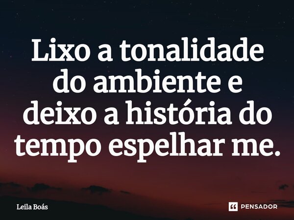 ⁠Lixo a tonalidade do ambiente e deixo a história do tempo espelhar me.... Frase de Leila Boás.