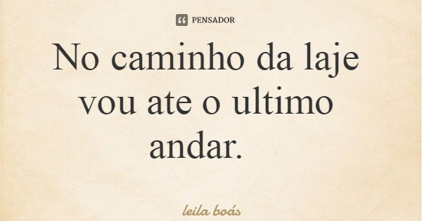 No caminho da laje vou ate o ultimo andar.... Frase de leila boás.