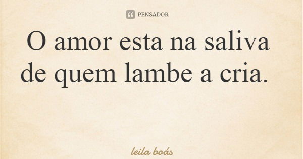 O amor esta na saliva de quem lambe a cria.... Frase de leila boás.