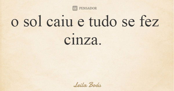 o sol caiu e tudo se fez cinza.... Frase de Leila Boás.