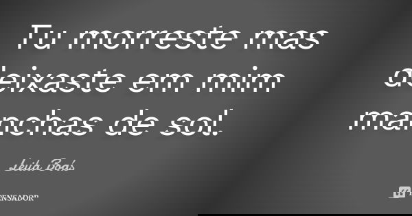 Tu morreste mas deixaste em mim manchas de sol.... Frase de Leila Boás.