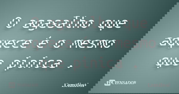 O agasalho que aquece é o mesmo que pinica .... Frase de Lemilesi.