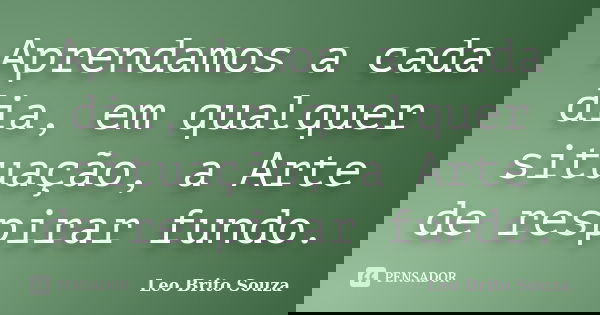 Aprendamos a cada dia, em qualquer situação, a Arte de respirar fundo.... Frase de Leo Brito Souza.
