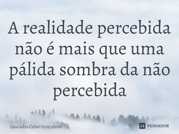⁠A realidade percebida não é mais que uma pálida sombra da não percebida... Frase de Leocádio Celso Gonçalves.